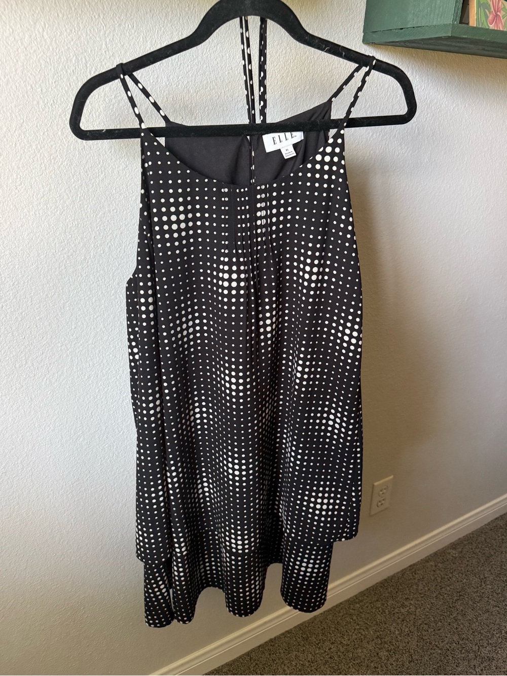 ELLE Black and White Polka Dot Spaghetti Strap Mini Dress